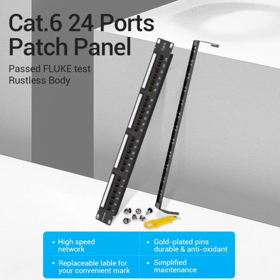 VENTION Cat.6 UTP 24-Ports Keystone Patch Panel Black (KGAB0) VENTION Cat.6 UTP 24-Ports Keystone Patch Panel Black (KGAB0)