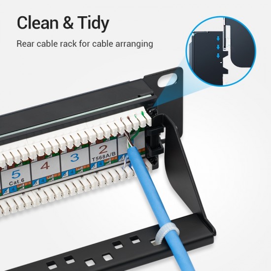 VENTION Cat.6 UTP 24-Ports Keystone Patch Panel Black (KGAB0) VENTION Cat.6 UTP 24-Ports Keystone Patch Panel Black (KGAB0)