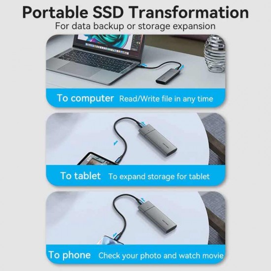 VENTION M.2 NVMe SSD Enclosure (USB 3.1 Gen 2-C) Gray Aluminum Alloy Type (KPGH0) VENTION M.2 NVMe SSD Enclosure (USB 3.1 Gen 2-C) Gray Aluminum Alloy Type (KPGH0)