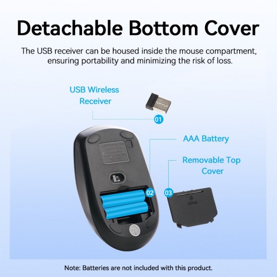 VENTION 3-Button Wireless Computer Mouse with USB Receiver Black (KTBB0)