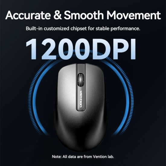 VENTION 3-Button Wireless Computer Mouse with USB Receiver Black (KTBB0)