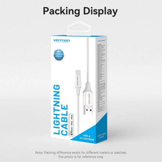VENTION USB 2.0 A to Lightning 2.4A Cable 2M White MFi-Certified (LAFWH) VENTION USB 2.0 A to Lightning 2.4A Cable 2M White MFi-Certified (LAFWH)