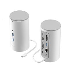 VENTION Type-C to HDMI/VGA/USB 3.1 Gen 1-C/USB 3.0x3/RJ45/SD/TF/TRRS 3.5mm/PD 100W/DC 10W Docking Station White Vertical Type (TPHWC-EU)