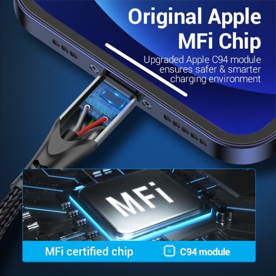 VENTION Nylon Braided Type-C to Lightning 3A Cable 1M Gray Aluminum Alloy Type MFi-Certified (TACHF) VENTION Nylon Braided Type-C to Lightning 3A Cable 1M Gray Aluminum Alloy Type MFi-Certified (TACHF)