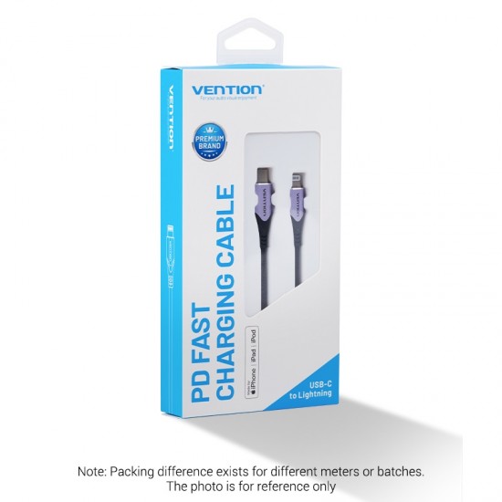VENTION Nylon Braided Type-C to Lightning 3A Cable 2M Purple Aluminum Alloy Type MFi-Certified (TACVH) VENTION Nylon Braided Type-C to Lightning 3A Cable 2M Purple Aluminum Alloy Type MFi-Certified (TACVH)