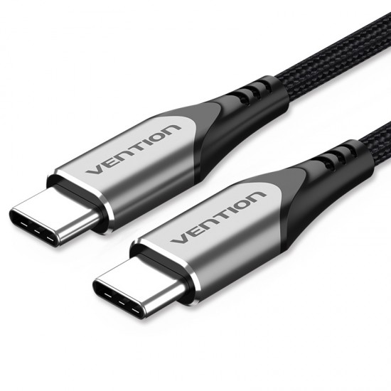 VENTION Nylon Braided Type-C to Type-C 3A/PD 60W Cable 1M Gray Aluminum Alloy Type (TADHF) VENTION Nylon Braided Type-C to Type-C 3A/PD 60W Cable 1M Gray Aluminum Alloy Type (TADHF)