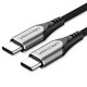 VENTION Nylon Braided Type-C to Type-C 3A/PD 60W Cable 1M Gray Aluminum Alloy Type (TADHF) VENTION Nylon Braided Type-C to Type-C 3A/PD 60W Cable 1M Gray Aluminum Alloy Type (TADHF)
