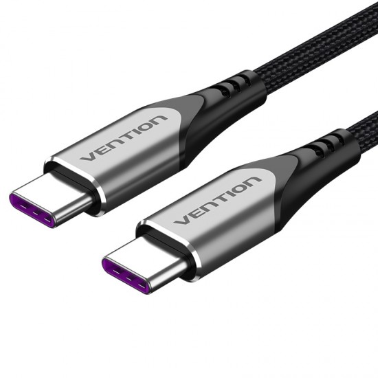 VENTION Nylon Braided Type-C to Type-C 5A/PD 100W Cable 2M Gray Aluminum Alloy Type (TAEHH) VENTION Nylon Braided Type-C to Type-C 5A/PD 100W Cable 2M Gray Aluminum Alloy Type (TAEHH)