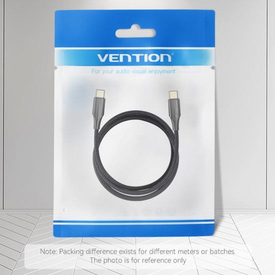 VENTION Nylon Braided Type-C to Type-C 3A Cable 2M Black LED Type (TAUBH) VENTION Nylon Braided Type-C to Type-C 3A Cable 2M Black LED Type (TAUBH)