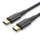 VENTION Nylon Braided Type-C to Type-C 3A Cable 2M Black LED Type (TAUBH) VENTION Nylon Braided Type-C to Type-C 3A Cable 2M Black LED Type (TAUBH)