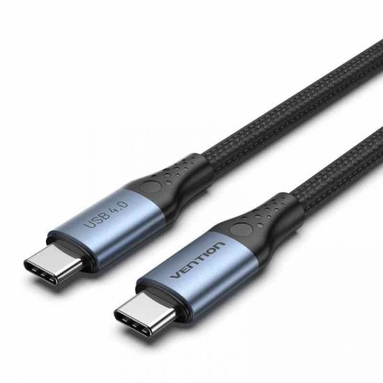 VENTION Cotton Braided USB 4.0 Type-C to Type-C 5A Cable 1M Gray Aluminum Alloy Type (TAVHF) VENTION Cotton Braided USB 4.0 Type-C to Type-C 5A Cable 1M Gray Aluminum Alloy Type (TAVHF)