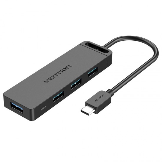VENTION Type-C to 4-Port USB 3.0 Hub with Power Supply Black 0.15M ABS Type (TGKBB) VENTION Type-C to 4-Port USB 3.0 Hub with Power Supply Black 0.15M ABS Type (TGKBB)