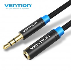 VENTION Cotton Braided 3.5mm Audio Extension Cable 2M Black Metal Type (VAB-B06-B200-M)