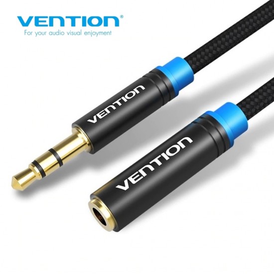 VENTION Cotton Braided 3.5mm Audio Extension Cable 3M Black Metal Type (VAB-B06-B300-M) VENTION Cotton Braided 3.5mm Audio Extension Cable 3M Black Metal Type (VAB-B06-B300-M)