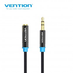 VENTION Cotton Braided 3.5mm Audio Extension Cable 2M Black Metal Type (VAB-B06-B200-M)
