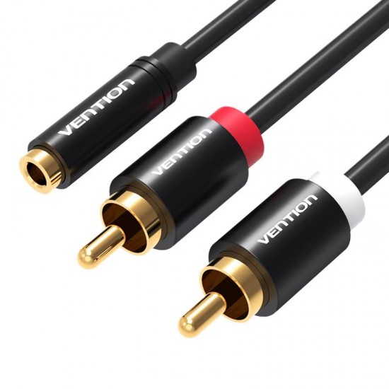 VENTION 3.5mm Female to 2RCA Male Audio Cable 2M Black Metal Type (VAB-R01-B200) VENTION 3.5mm Female to 2RCA Male Audio Cable 2M Black Metal Type (VAB-R01-B200)