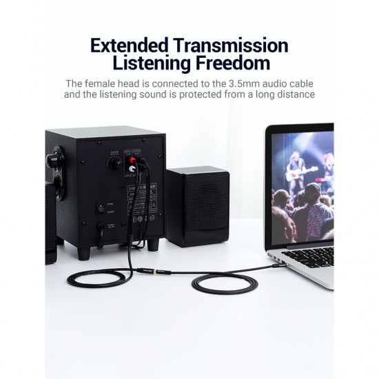 VENTION 3.5mm Female to 2RCA Male Audio Cable 2M Black Metal Type (VAB-R01-B200) VENTION 3.5mm Female to 2RCA Male Audio Cable 2M Black Metal Type (VAB-R01-B200)