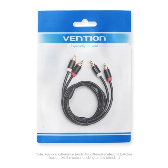 VENTION 2RCA Male to Male Audio Cable 1M Black Metal Type (VAB-R06-B100) VENTION 2RCA Male to Male Audio Cable 1M Black Metal Type (VAB-R06-B100)