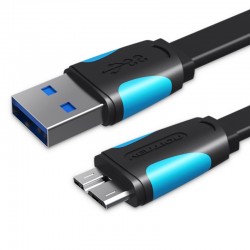 VENTION Flat USB 3.0 A Male to Micro B Male Cable 0.25M Black (VAS-A12-B025)