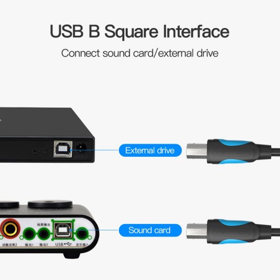 VENTION USB 2.0 A Male to B Male Print Cable 2M Black (VAS-A16-B200) VENTION USB 2.0 A Male to B Male Print Cable 2M Black (VAS-A16-B200)