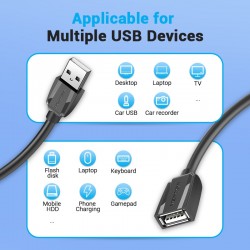 VENTION USB 2.0 Extension Cable 2M Black (VAS-A44-B200)