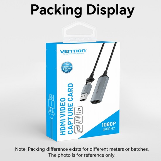 VENTION External Video Capture Card HDMI to Type-C/USB-A 0.1M Gray (ACWHA)