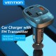 VENTION 3-Port USB (C+A+A) Car Charger with FM Transmitter (30W/18W/5W) Black ABS Type (FFLB0)