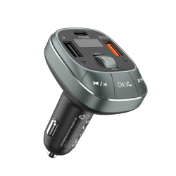 VENTION 3-Port USB (C+A+A) Car Charger with FM Transmitter (30W/18W/5W) Black ABS Type (FFLB0)