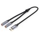 VENTION Type-C Male to 2*3.5mm Earphone Jack Adapter 0.3M Gray Aluminum Alloy Type (BGNHY)