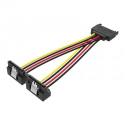 VENTION SATA 15-Pin Male to 2*15-Pin 90° Female Power Splitter 0.15M Black (KDBBB)