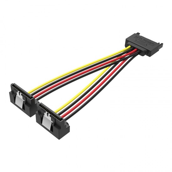 VENTION SATA 15-Pin Male to 2*15-Pin 90° Female Power Splitter 0.15M Black (KDBBB) VENTION SATA 15-Pin Male to 2*15-Pin 90° Female Power Splitter 0.15M Black (KDBBB)