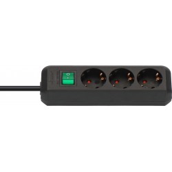 Brennenstuhl Eco-Line Πολύπριζο Ασφαλείας 3 Θέσεων με Διακόπτη και Καλώδιο 1,5m/ H05VV-F/ 3G1,5 Black (1152300015)